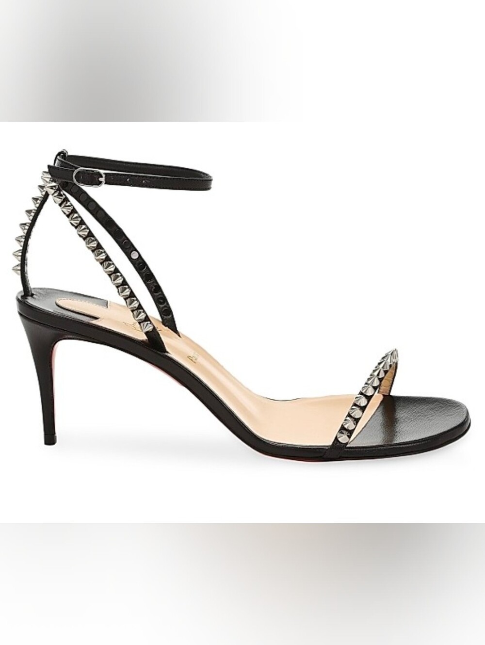 Christian Louboutin "So Me 70" Studded Leather Sandals Sz 38.5 EU